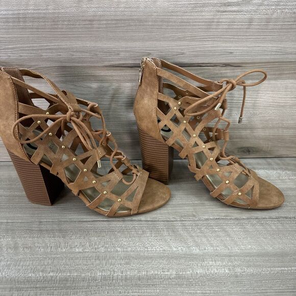 G by GUESS Women's Juto Lace-Up Block-Heel Sandal Tan Size 10M - Picture 3 of 15